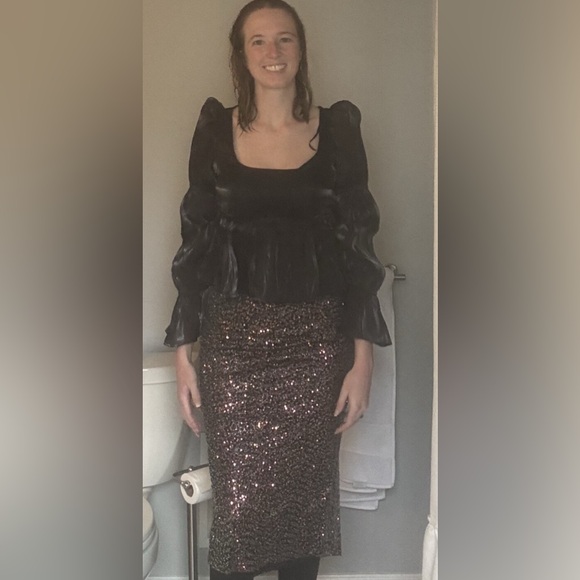 3 for $10 Forever 21 Sequin Knee Length Skirt Slit Party Sparkly Small - Picture 14 of 14